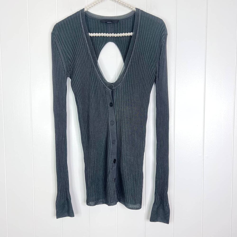 Alexander Wang Rayon‎ Ribbed Gray Cut Out Back Sweater SZ S